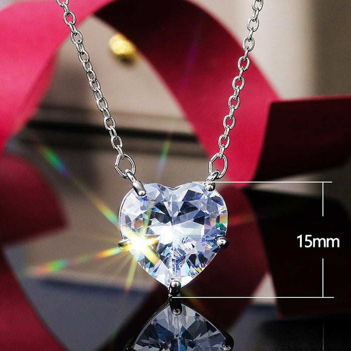 Wholesale Zircon Heart Shape Copper Necklace MOQ≥2 JDC-NE-Caos031