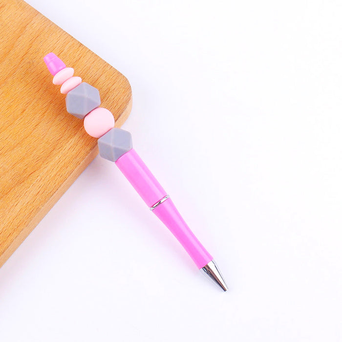 Wholesale Beadable Pens Handmade Colorful Silicone Beaded Ballpoint Pen JDC-BP-GuangTian007