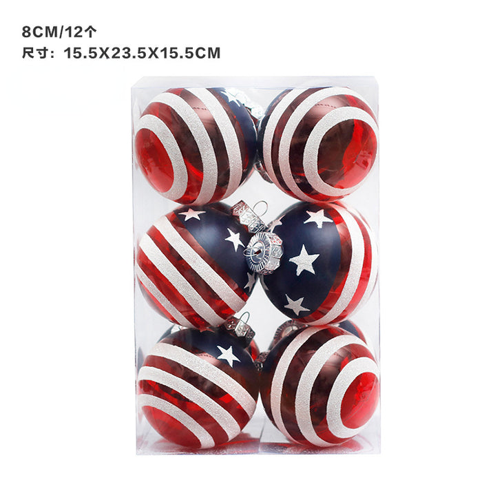 Wholesale 4th of July Independence Day Decorations Painted Balls Flag Christmas Balls Party Ornaments MOQ≥2 JDC-OS-SY003