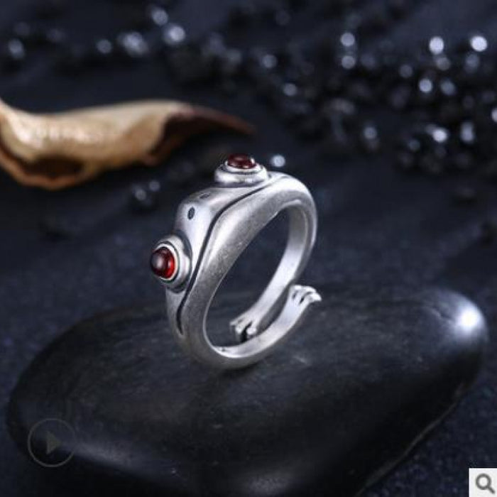 Anillo de rana vintage de rana al por mayor anillo de plata engancionado MOQ≥2 JDC-RS-FHONG003