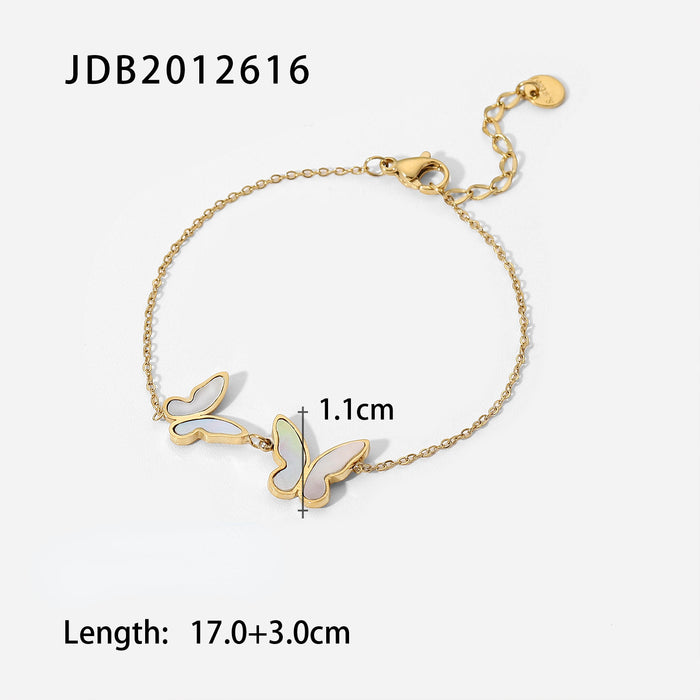 Wholesale Butterfly Fritillary 14K Gold Stainless Steel Bracelet JDC-BT-JD108