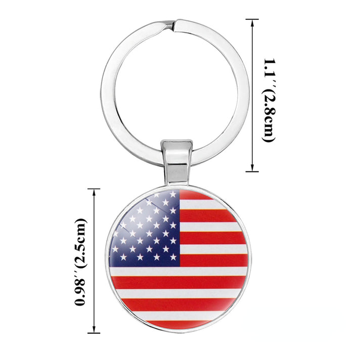 Wholesale 4th of July American Flag Independence Day Time Gemstone Alloy Glass Keychain JDC-KC-NingX014