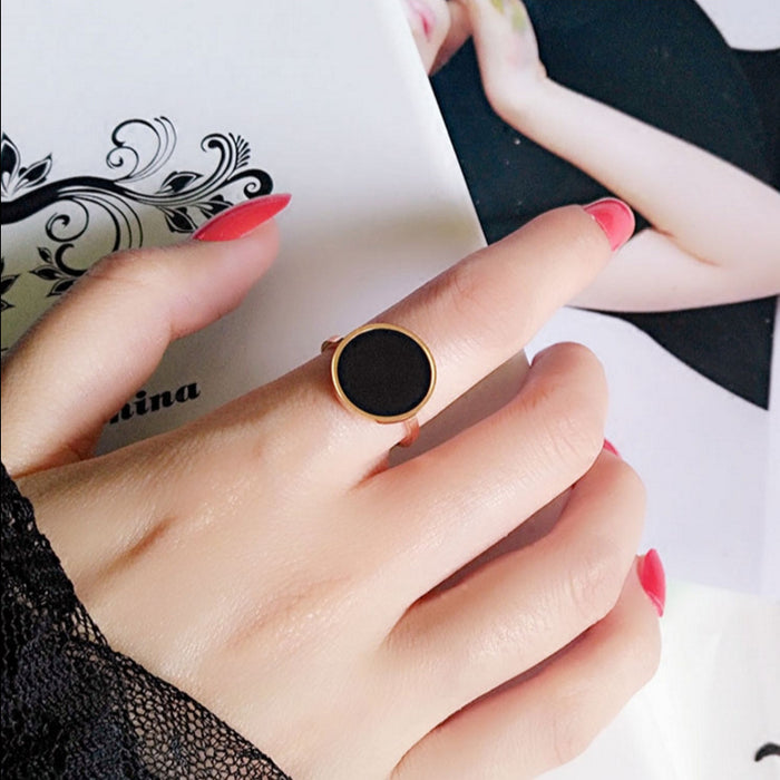 Wholesale Ring Alloy Titanium Steel Black Disc Ring JDC-RS-Yuqin001