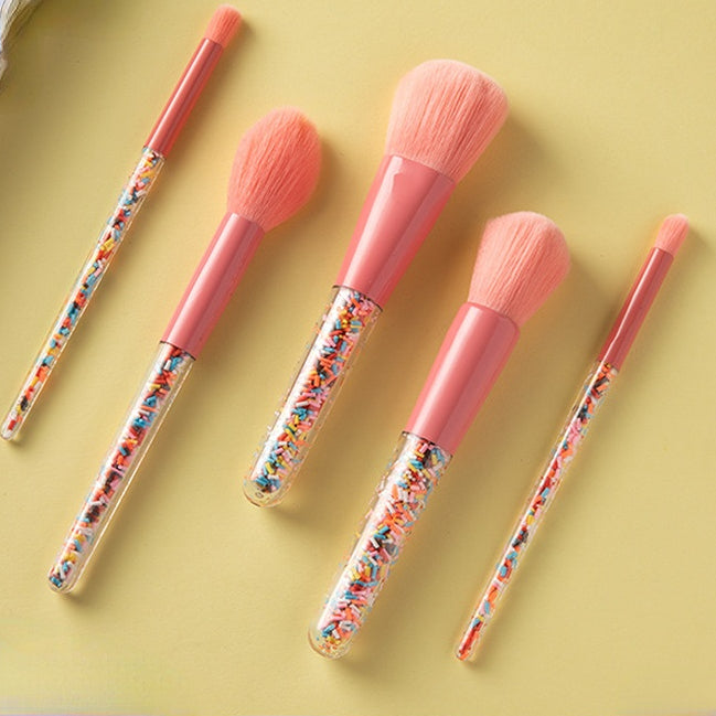 Wholesale Fiber Plastic Candy Makeup Brush Beauty Tool Set MOQ≥3 JDC-MB-YueG001