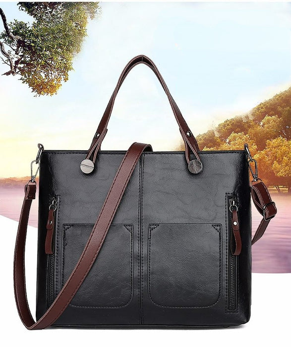 Wholesale Shoulder Bag PU Double Pocket Oil Leather Portable Diagonal Bag JDC-SD-Niou006