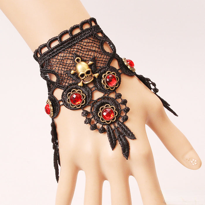 Wholesale Bracelet Lace Crystal Halloween Skull Crystal Jewelry MOQ≥2 JDC-BT-FengY003