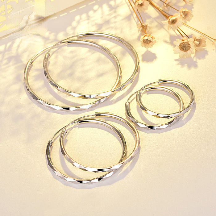 Wholesale Copper White Gold Plated Big Hoop Earrings MOQ≥2 JDC-ES-QLX071