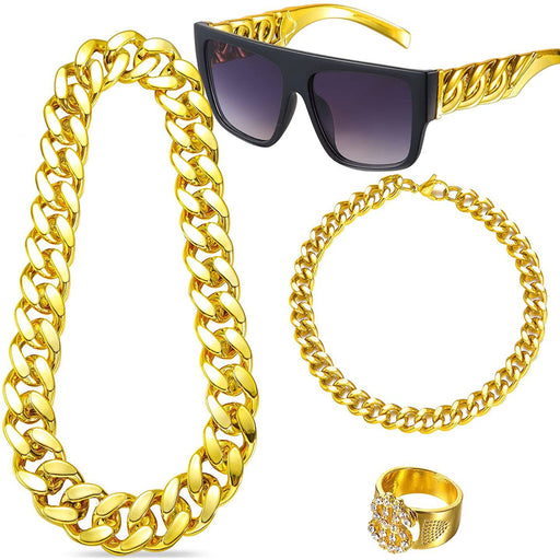 Jewelry WholesaleWholesale Hip Hop Punk Alloy Necklace Glasses Ring Bracelet Suit JDC-ST-YDF001 Suit 创易东方 %variant_option1% %variant_option2% %variant_option3%  Factory Price JoyasDeChina Joyas De China