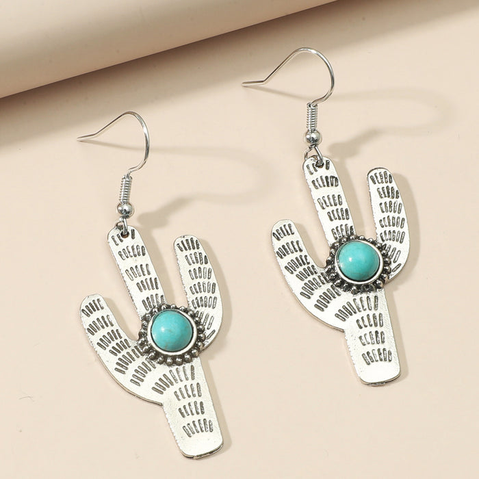 Wholesale Acrylic Cactus Turquoise Earrings MOQ≥2 JDC-ES-ganl038