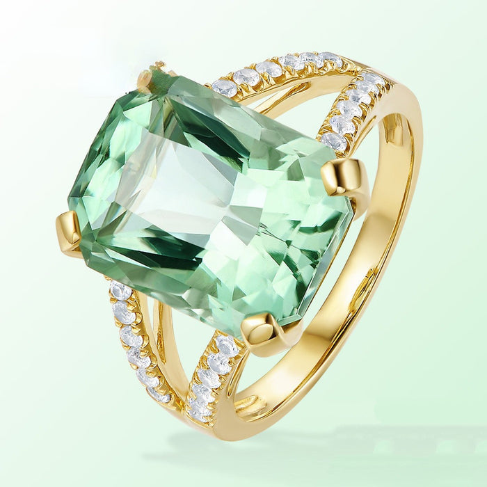 Wholesale Green Gemstone Copper Ring JDC-RS-ZhenR019