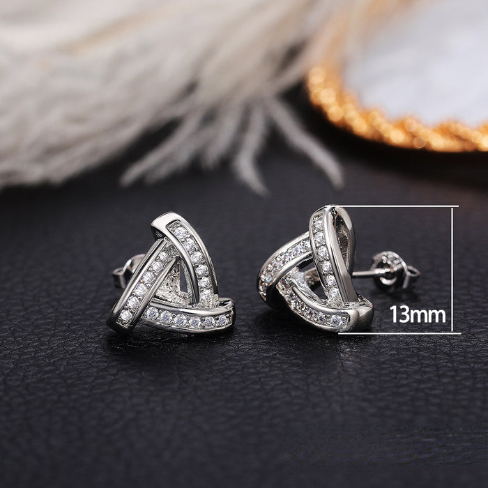 Wholesale Earrings Copper Zircon Triangle MOQ≥2 JDC-PREMCAOS-ES-019