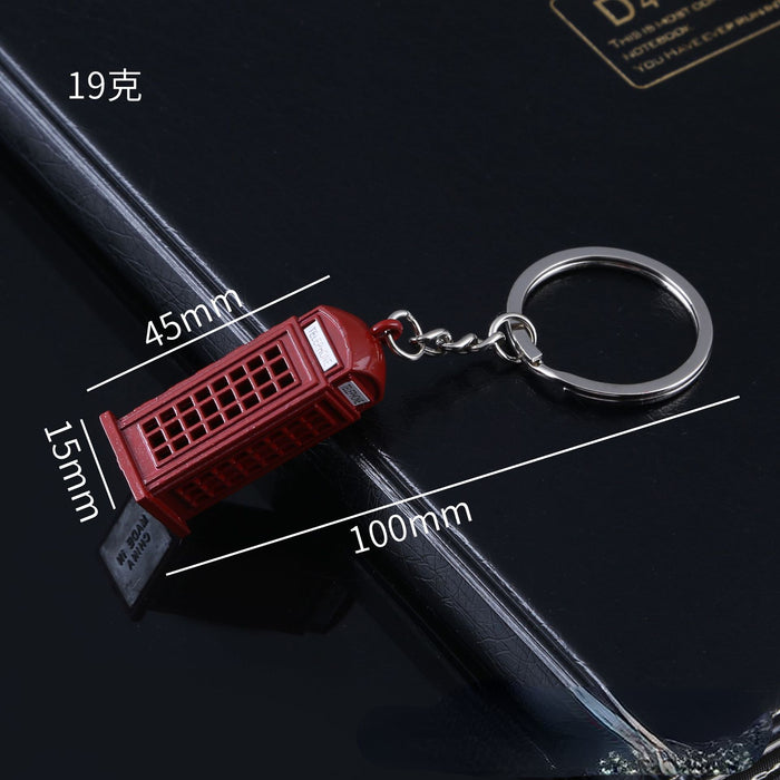 Wholesale Keychain Zinc Alloy Red Bus Phone Booth MOQ≥2 JDC-KC-AShang002