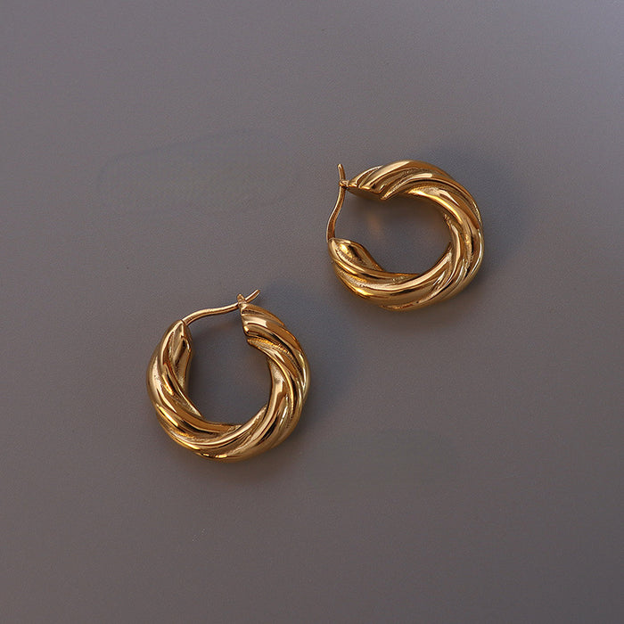 Wholesale Earrings Eco-Friendly Titanium Steel Plated 18K Real Gold JDC-ES-Omaika001