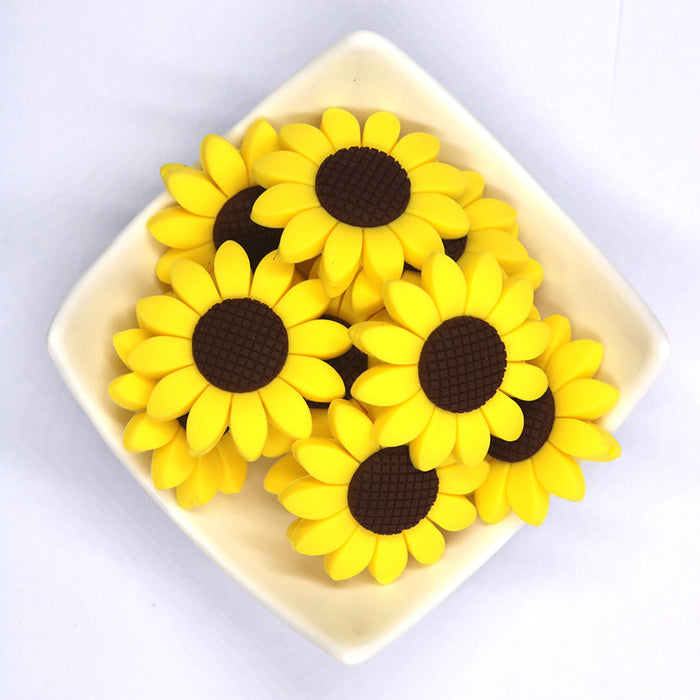 Wholesale 50PCS Sunflower Silicone 40mm Beads JDC-BDS-PeiZe002
