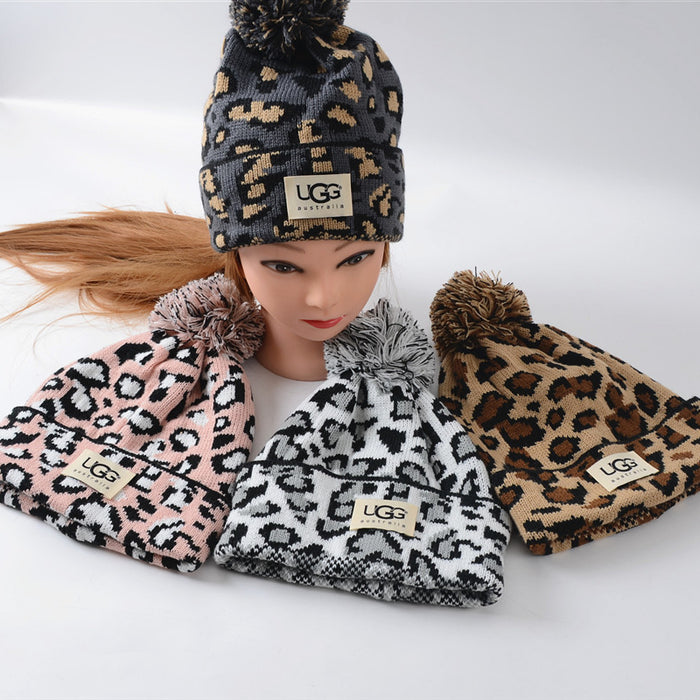 Sombrero al por mayor Acrílico Invierno Caliente Leopardo de estampado Sweater Sweater MOQ≥2 (F) JDC-FH-KUT008