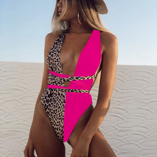 Jewelry WholesaleWholesale bikini leopard print cutout straps one-piece swimsuit JDC-SW-XMa001 Swimwear 轩马 %variant_option1% %variant_option2% %variant_option3%  Factory Price JoyasDeChina Joyas De China