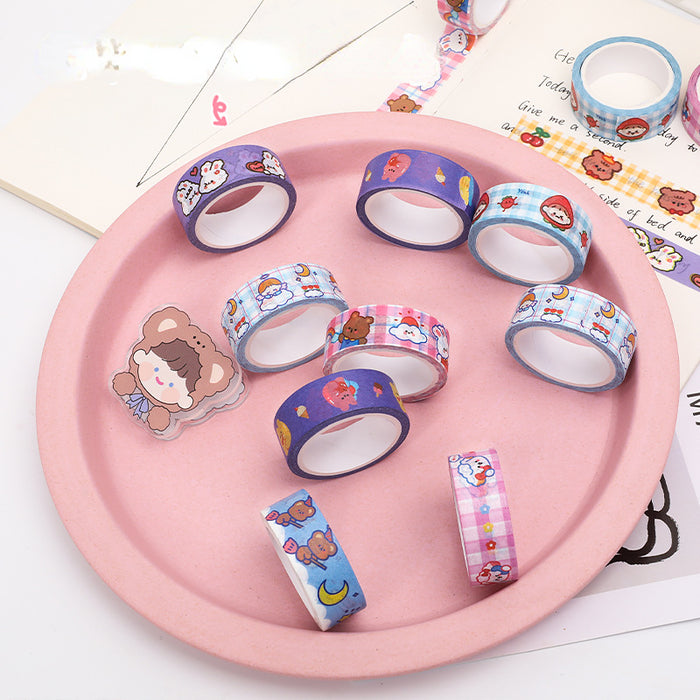 Wholesale Paper Tape Cartoon Bear DIY Material Decorative Color Stickers MOQ≥2 JDC-TP-dichen003