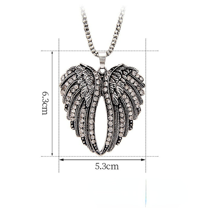 Collar de alas de corazón de diamantes de aleación al por mayor MOQ≥3 JDC-Ne-Youh014