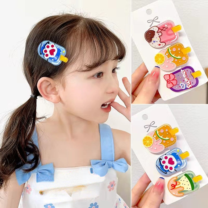 Wholesale hairpin clip acrylic ice cream childlike cartoon MOQ≥2 JDC-HC-WangFeng002