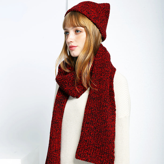 Wholesale Scarf Wool Cotton All-match Warm Winter Solid Color Scarf Hat Two Piece Set JDC-SF-PLY001