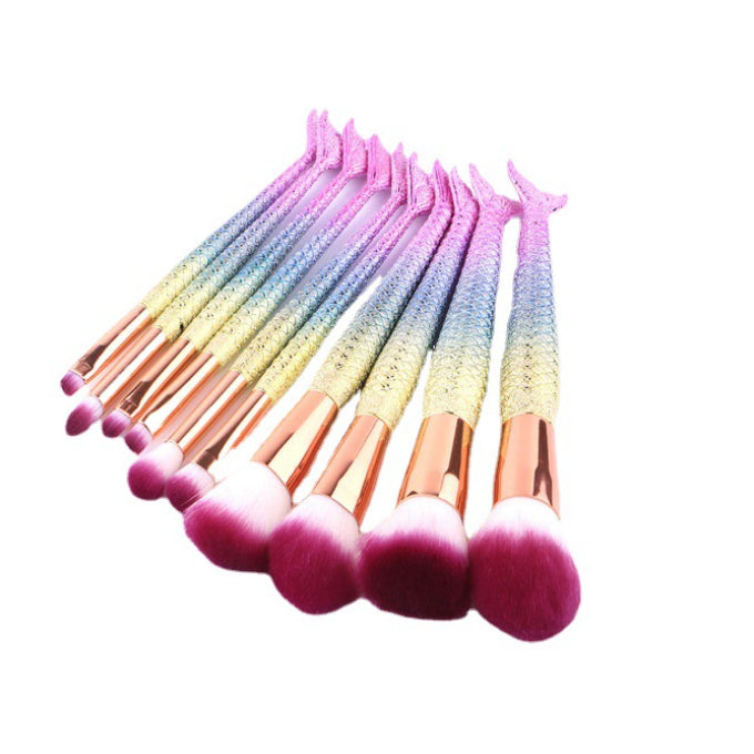 Wholesale makeup brushes man-made fiber set of 10 fish tail JDC-MB-JMei005