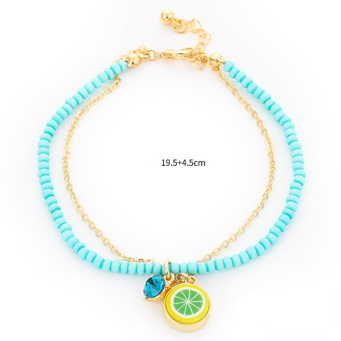Wholesale Fruit Soft Ceramic Rice Beads Glass Drill Bracelet JDC-BT-KenJ001