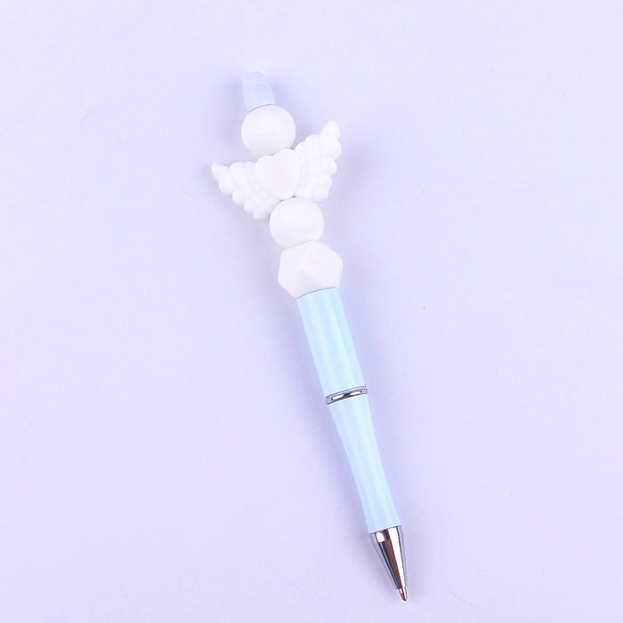 Wholesale Beadable Pens Handmade Angel Silicone Beaded Ballpoint Pen JDC-BP-GuangTian005