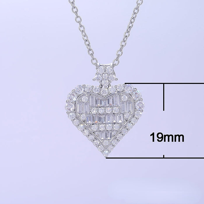 Wholesale Zircon Heart Shape Copper Necklace MOQ≥2 JDC-NE-Caos030
