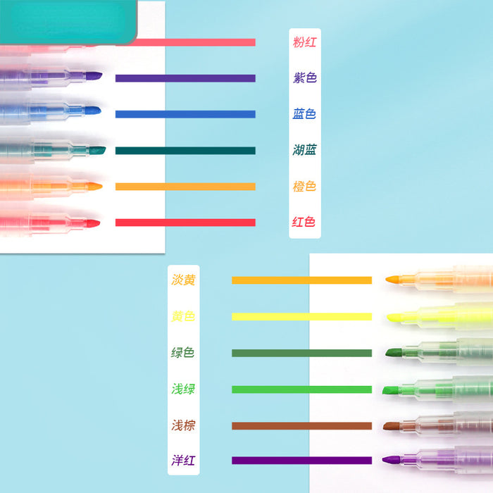 Wholesale Plastic Double Headed Highlighter Color Pen 6pcs/set JDC-BP-Ruix005