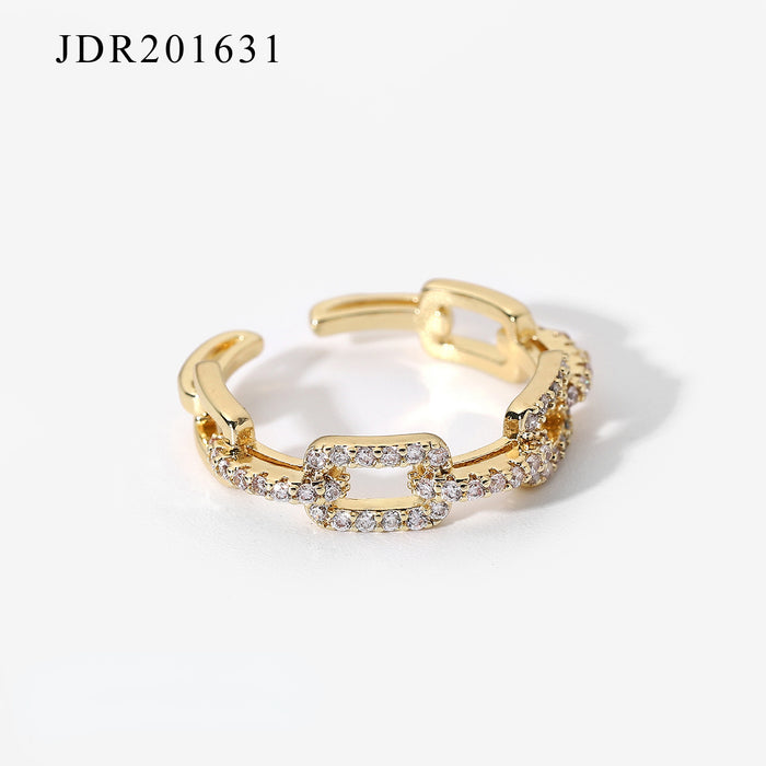 Anillo ajustable de circón de cobre de oro de 18k al por mayor JDC-RS-JD278