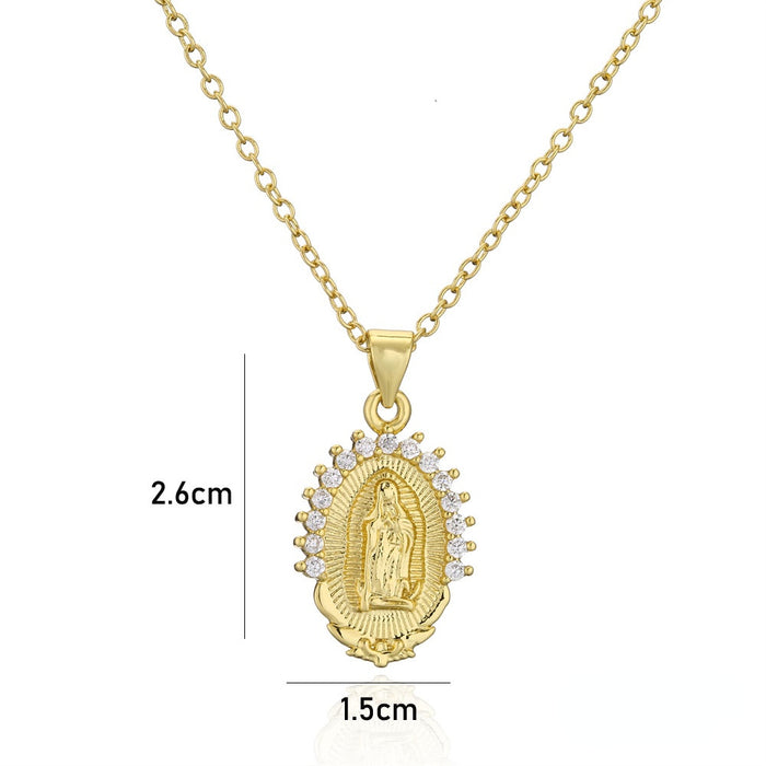 Jewelry WholesaleWholesale copper plated real gold zircon Virgin Mary necklace JDC-NE-AG139 Necklaces 澳古 %variant_option1% %variant_option2% %variant_option3%  Factory Price JoyasDeChina Joyas De China
