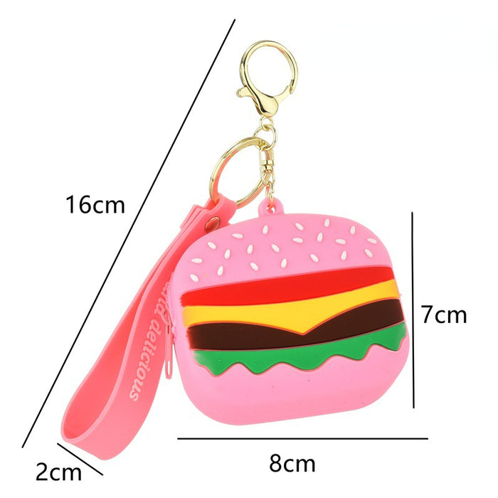 Keychains al por mayor para mochilas de hamburguesas Monedas de monedas de goma suave JDC-KC-PYPIN022