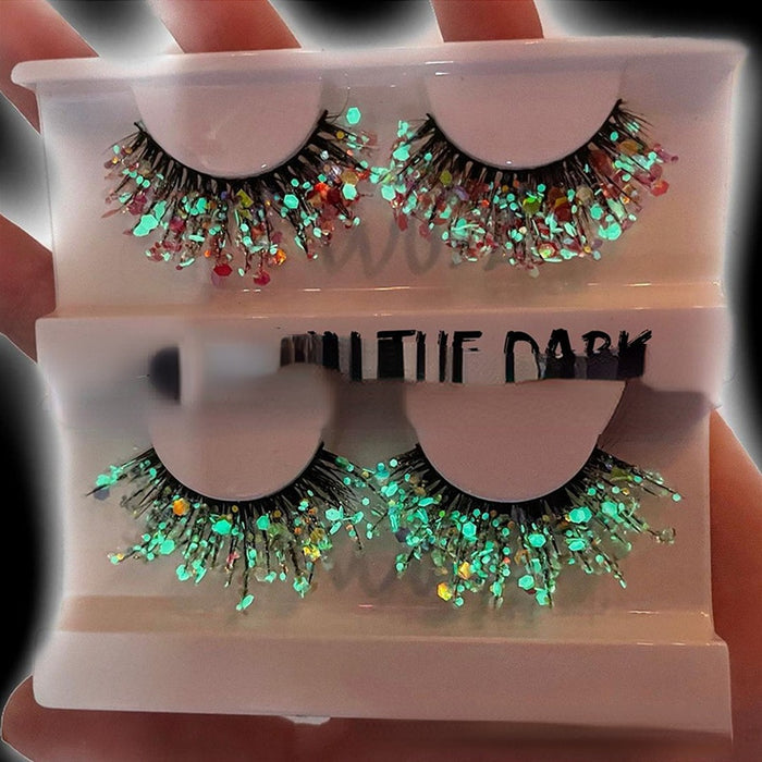 Wholesale 3D Luminous Synthetic Fiber False Eyelashes Glow  MOQ≥3 JDC-EY-ZXin001