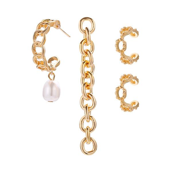 Chain earrings set 4 piece set wholesale JDC-ES-f19 earrings JoyasDeChina gold Wholesale Jewelry JoyasDeChina Joyas De China