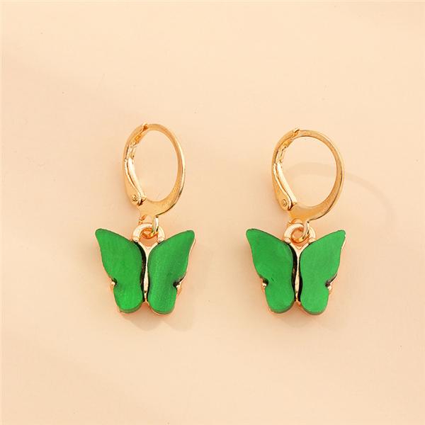 Colorful acrylic butterfly earrings Wholesale JDC-ES-e004 earrings JoyasDeChina green Wholesale Jewelry JoyasDeChina Joyas De China