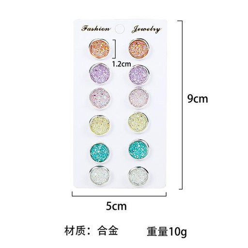 Bulk Jewelry Colorful Round Frosted Gemstone Gypsophila Stainless Steel Earrings Set JDC-ES-b019 Wholesale factory from China YIWU China