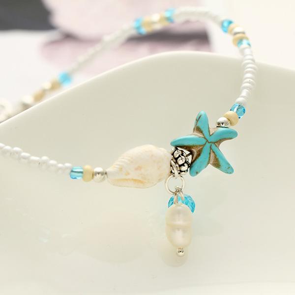 Bulk Jewelry Conch starfish pendant rice bead anklet wholesale DJC-AS-f006 Wholesale factory from China YIWU China