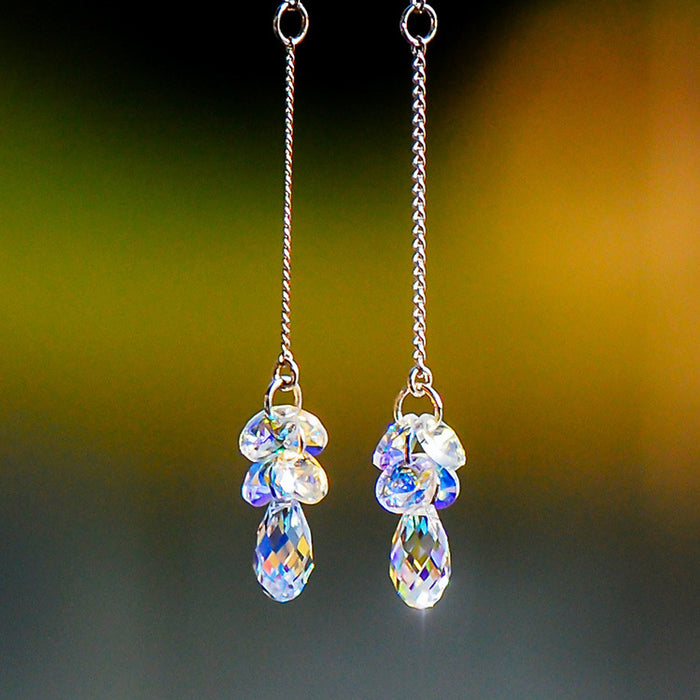 Wholesale sparkling crystal ear wire long water drop earrings JDC-ES-kait006