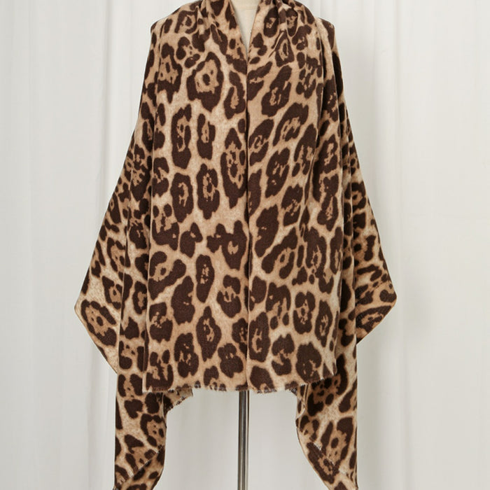 Wholesale Scarf Polyester Cotton Leopard Colorblock Print Shawl JDC-SF-XJY005