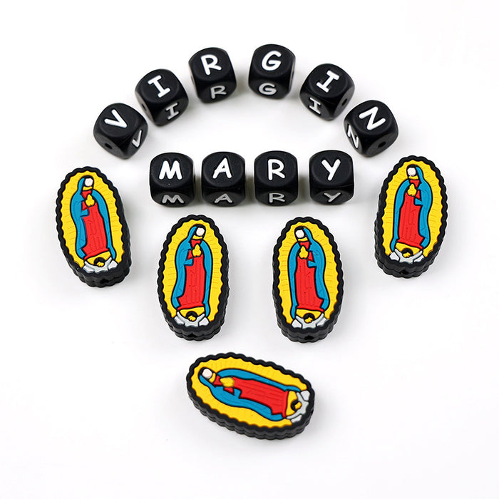 Al por mayor 10pcs Virgin Mary Silicone Beads JDC-BDS-YUEX010