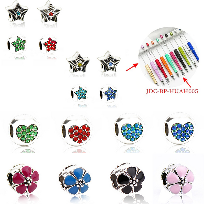 Wholesale 10pcs Bubblegum Beads Alloy Diamond Beaded Ballpoint Pen DIY Accessories JDC-DIY-ZChun003