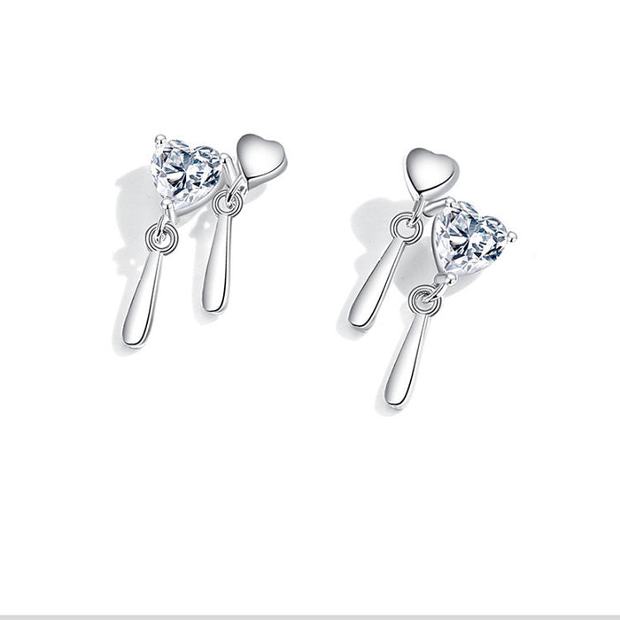 Wholesale earrings silver tassel heart MOQ≥2 JDC-ES-congz024