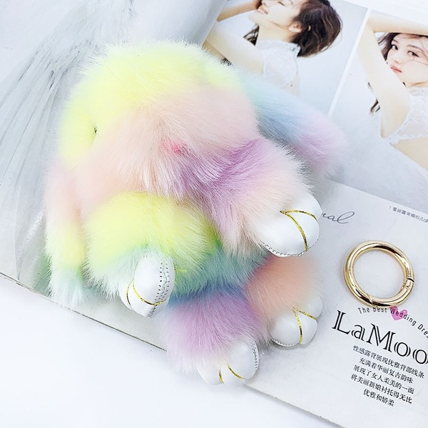 Jewelry WholesaleWholesale artificial hair colored rabbit keychain MOQ≥10 JDC-KC-YZ015 Keychains 永泽 %variant_option1% %variant_option2% %variant_option3%  Factory Price JoyasDeChina Joyas De China