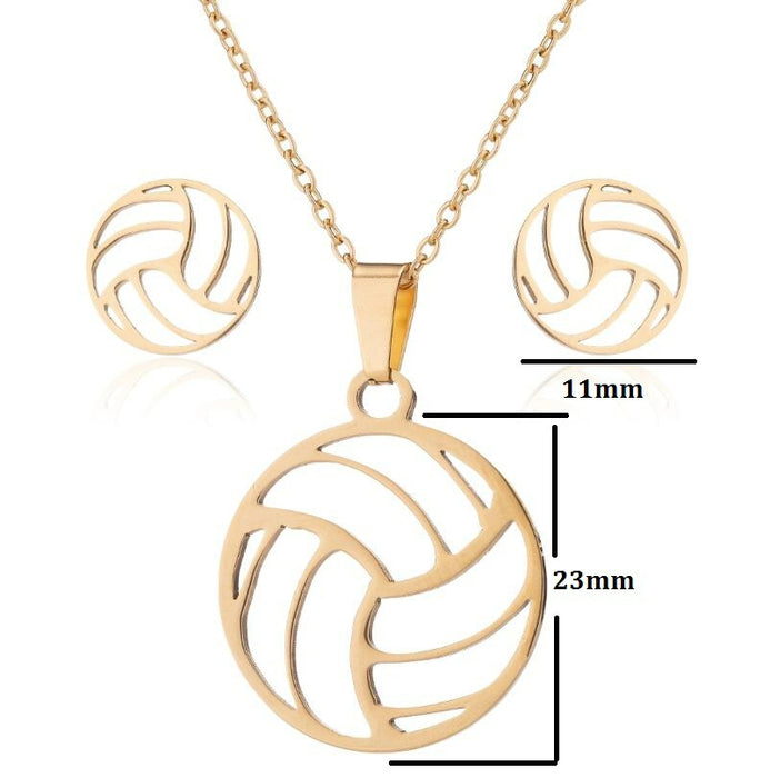 Wholesale Stainless Steel Volleyball Necklace Earrings Set JDC-ES-SS008