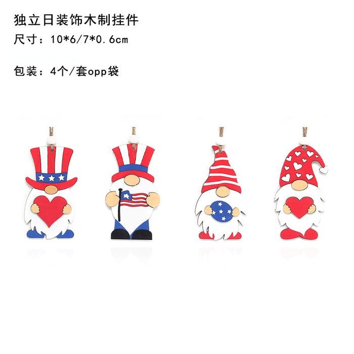 Wholesale 4th of July Independence Day Wooden Ornaments Faceless Old Man MOQ≥2 JDC-OS-SY006