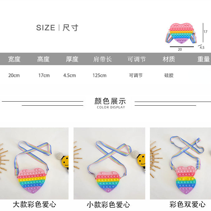 Wholesale Toy Cartoon Silicone Decompression Love Messenger Bag MOQ≥2 JDC-FT-ZhongW006