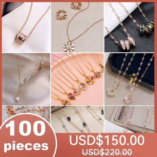 Designer Necklace Earrings Stainless Steel Set 100pcs-Sent at random Commerical Combos JoyasDeChina Wholesale Jewelry JoyasDeChina Joyas De China