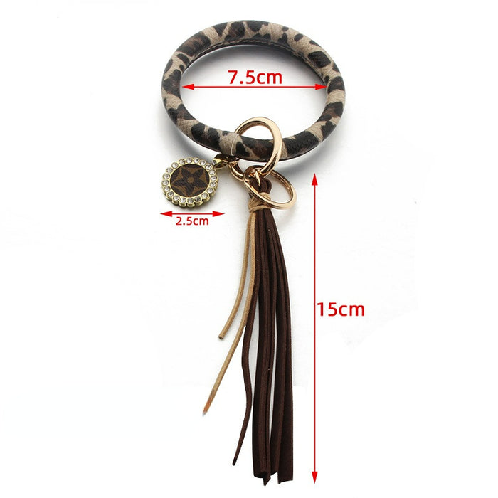Wholesale Keychains Silicone Leather Leopard Print Wrist Keychains MOQ≥2 JDC-KC-NuoYi014