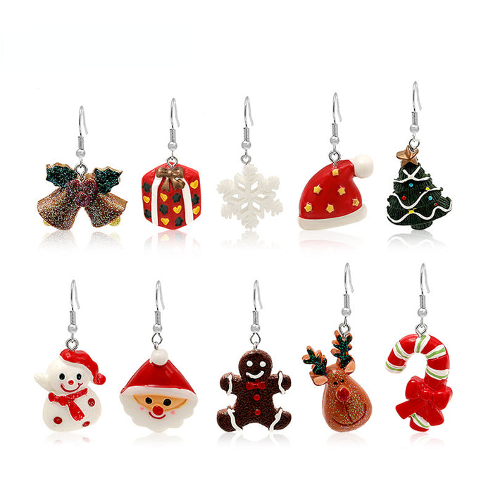 Wholesale Earrings Metal Christmas Drop Oil Color Santa Elk JDC-ES-MDD074