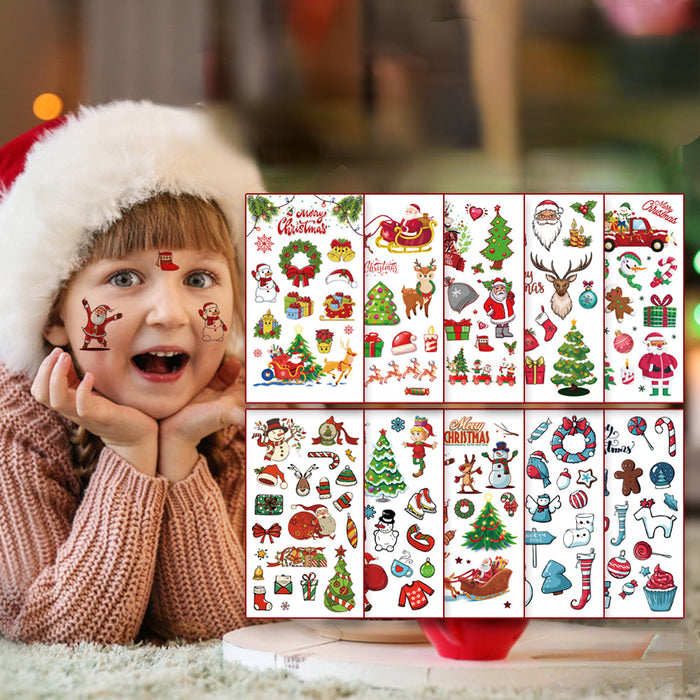 Wholesale Stickers Kids Cartoon Christmas Tattoo Stickers Waterproof Set of 10 Pieces JDC-ST-RenYi004